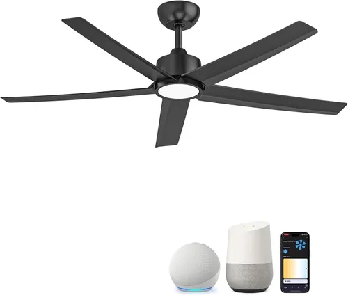Miniatura 10 de ocioc Ventiladores de techo con luces, ventilador de techo negro de 52 pulgadas con luz y control remoto, 3CCT, motor CC silencioso, ventilador