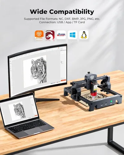 Miniatura 8 de ACMER Grabador láser S1 de 2500 mW, máquina compacta de grabado y corte de escritorio para manualidades, pequeñas empresas y fabricantes, área