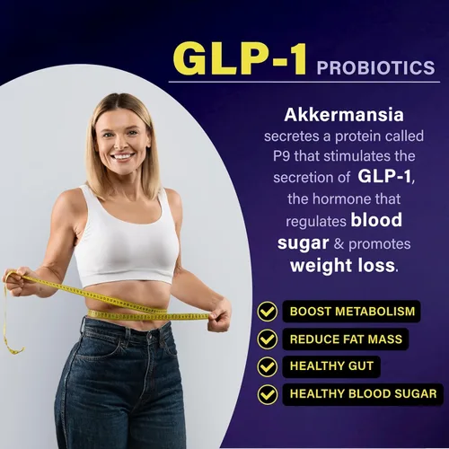 Miniatura 4 de FOLONA Probiótico Akkermansia GLP-1 de liberación retardada con berberina y fibra prebiótica beta-glucano soluble; 3 mil millones de AFU, 60