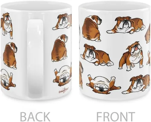 Miniatura 3 de MUGBREW English Bulldog - Taza de café de cerámica con posturas divertidas y juguetonas, 11 onzas Bulldog Inglés Posturas divertidas y juguetonas