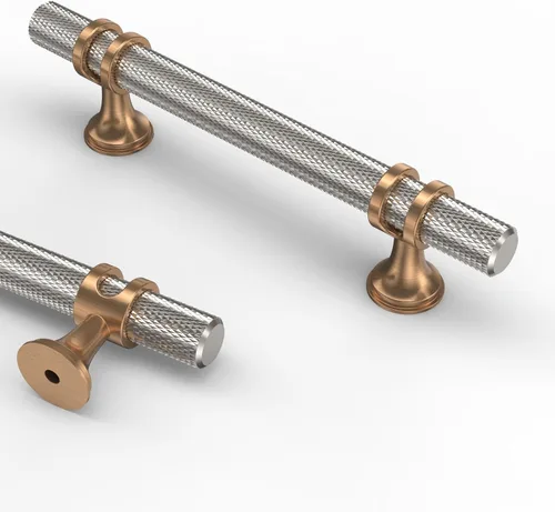 Miniatura 40 de Asidrama - Paquete de 10 manijas para gabinete de cocina de 3 pulgadas (76mm) de color negro mate y bronce champán, tiradores para gabinete
