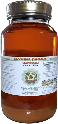 Miniatura 6 de Hawaii Pharm Extracto líquido sin alcohol de ginkgo, ginkgo (Ginkgo Biloba), suplemento herbario natural de glicerita de hoja seca, 4 onzas