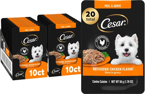Miniatura 12 de Cesar Filets en Salsa Comida Húmeda para Perros Sabor Pollo Asado, Sabor Filete Mignon y Pollo a la Parrilla Variedades, Comida Húmeda para Perros