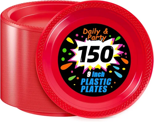 Miniatura 42 de WELLIFE Platos de postre negros de 7 pulgadas, 150 unidades, platos de postre de plástico desechables para fiestas, pasteles, aperitivos, ensaladas