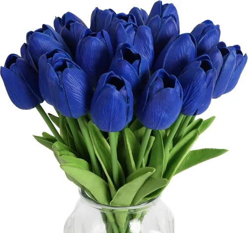 Miniatura 19 de IPOPU 24 tulipanes artificiales de tacto real para decoración, tulipanes falsos, arreglos florales, tulipanes artificiales sintéticos, decoración