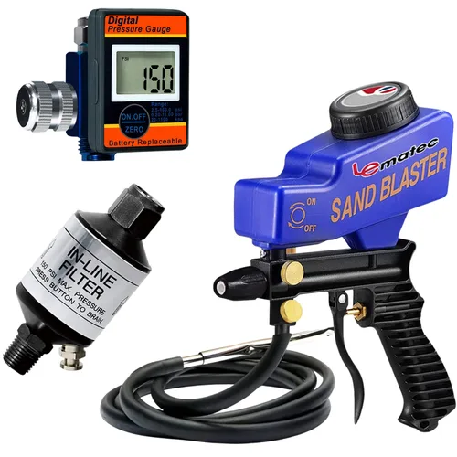 Kit de pistola de arena, separador de agua con compresor de aire y regulador de presión de aire