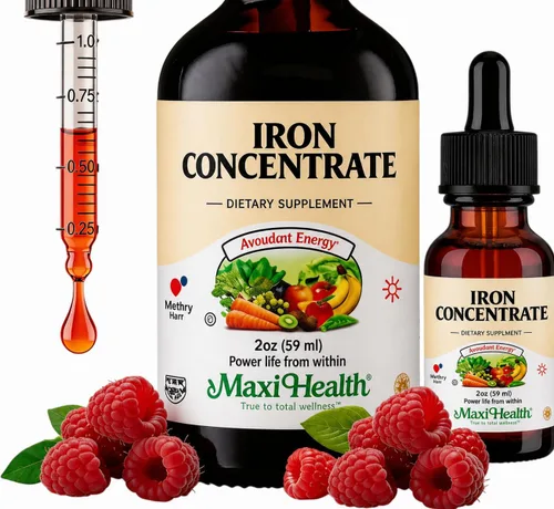 Maxi Health Suplemento de hierro de 15 mg por ML – Aumenta la energía y los niveles en sangre sin náuseas ni estreñimiento – Gotas de hierro líquido