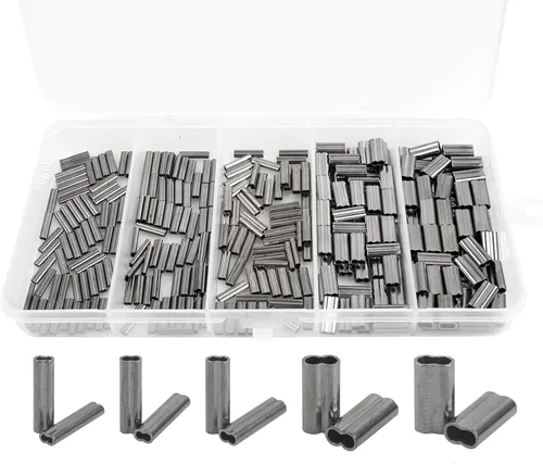 Miniatura 10 de AGOOL Kit de manguitos de crimpado de doble barril de cobre, 300 unidades/caja de latón de alta resistencia de cobre prensado de bucle, kit