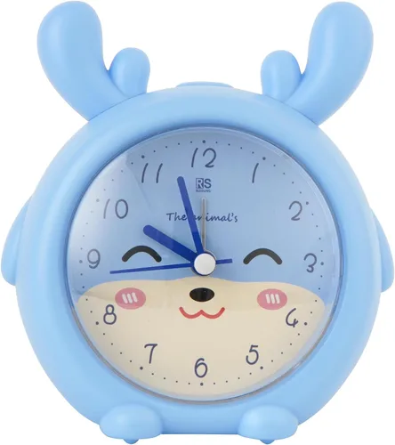 Miniatura 15 de Reloj despertador de silicona silencioso sin tictac para niños, con diseño de animal, para viajes, con luz nocturna (A- conejo blanco)