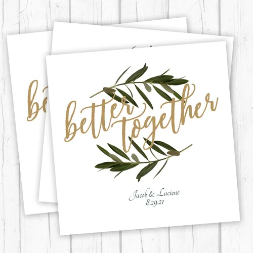 Miniatura 4 de Better Together - Servilletas de bebidas personalizadas, 100 servilletas blancas sin acuñar impresas personalizadas, 4 3/4 x 4 3/4 pulgadas