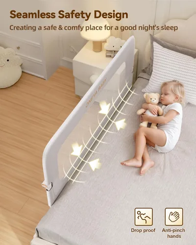 Miniatura 6 de Barandilla protectora para cama de bebé, riel de cama de 32 pulgadas de grosor para niños pequeños, barandillas laterales de seguridad extraaltas