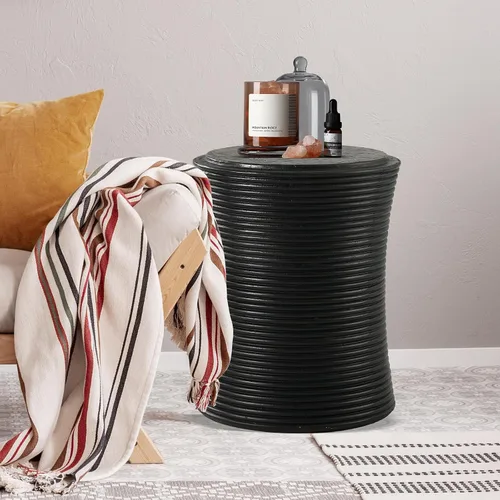 Miniatura 3 de HOMPUS Mesa auxiliar de hormigón para exteriores con rosca cilíndrica, mesa de centro redonda, soporte para plantas para decoración del hogar, mesa