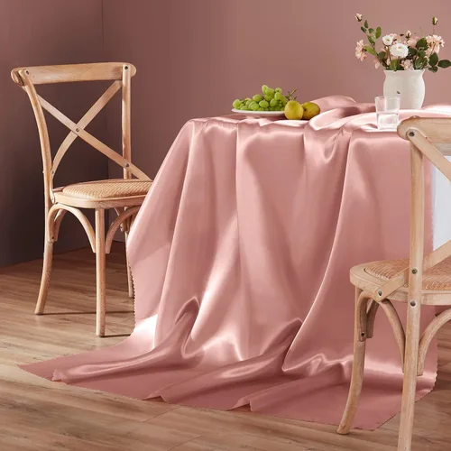 Miniatura 4 de Homiest 1 paquete de mantel de satén de 60 x 84 pulgadas, color oro rosa, mantel de mesa rectangular sedoso, manteles de satén para boda, recepción