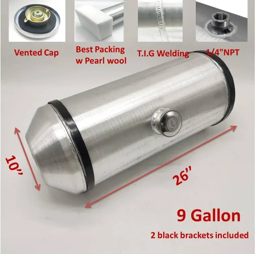 Miniatura 2 de JSD 9 galones 10"x26" aluminio girado redondo tanque de gas centro de llenado 1/4" NPT salida