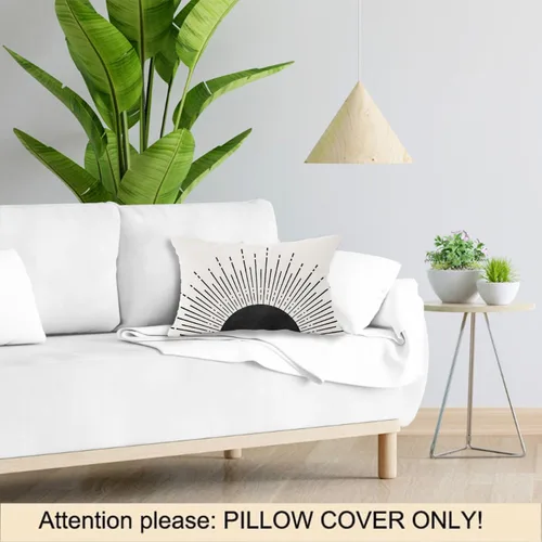 Miniatura 2 de OGILRE Funda de Almohada Suave Bohemia Negra con Rayos de Sol Amanecer Sunshine Atardecer Abstracto Moderno Decoraciones para Hogar Dormitorio