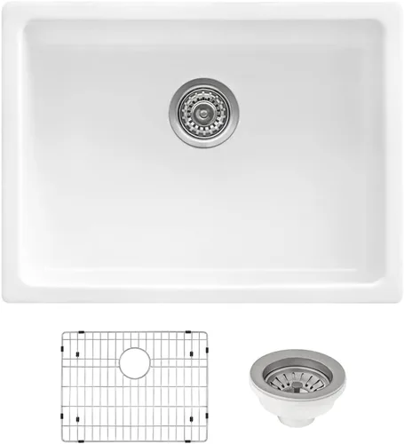 Miniatura 12 de Ruvati RVL2420BK - Fregadero de cocina de montaje inferior/empotrado de arcilla refractaria de 24 pulgadas - negro brillante