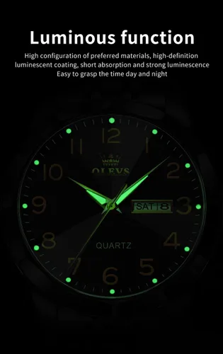 Miniatura 7 de OLEVS Reloj para hombre vestido de negocios diamante analógico cuarzo fecha lujo clásico acero inoxidable impermeable luminoso dos tonos reloj