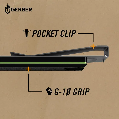 Miniatura 5 de Gerber Gear GDC - Clip para dinero con cuchillo de bolsillo pequeño, cuchillo de hoja fija de acero inoxidable y funda, regalos para hombres,