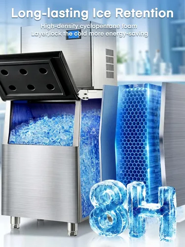 Miniatura 7 de Commercial Ice Maker Machine 380LBS/24H, 250LBS Stainless Steel Storage Bin, 132 Ice Cubes in 8-15min, Self-Cleaning, Air Cooled Ice Machine with