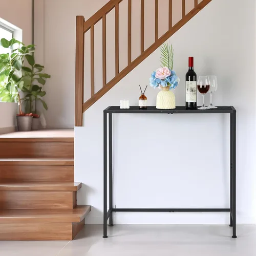 Miniatura 2 de Mesa consola para entrada, consola estrecha negra, mesa de pasillo, muebles de sala de estar, mesa auxiliar delgada con parte trasera del sofá, mesa