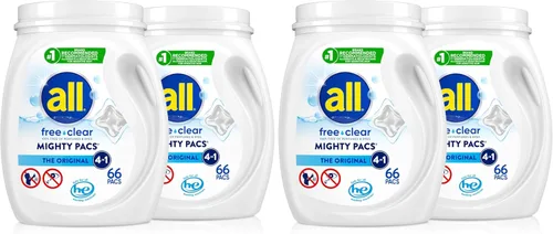 Miniatura 6 de all Todos los PACTY PACS con Stainlifters Detergente de lavandería transparente libre, claro para pieles sensibles, 66 cuentas - (Paquete de 2)