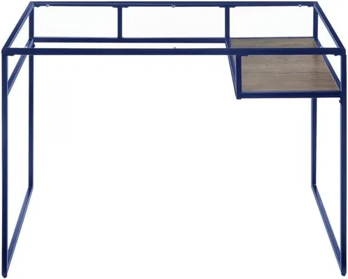 Miniatura 4 de Acme Yasin Escritorio rectangular de cristal con 1 estante en azul y transparente