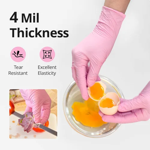 Miniatura 2 de Guantes de nitrilo para examen SwiftGrip, 4 mil, Flor de cerezo, guantes aptos para alimentos, desechables, libres de látex y polvo