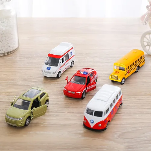 Miniatura 9 de KIDAMI Juego de 5 autos de juguete de metal fundido a presión, puertas que se abren, ambulancia de autos retrocedentes, paquete de regalo para niños