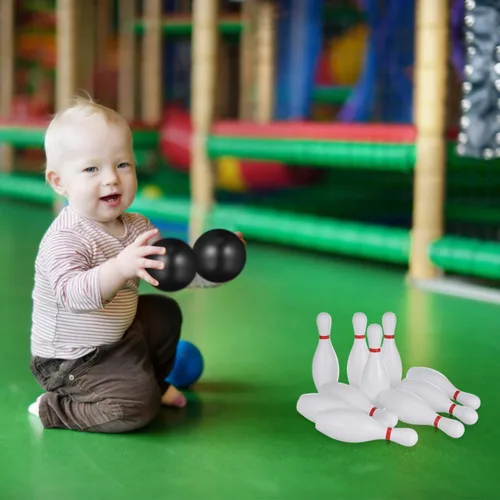 Miniatura 8 de STOBOK Juego de bolos para niños con 10 pines de plástico y 2 bolas, juguete deportivo para interiores y exteriores, juguetes educativos
