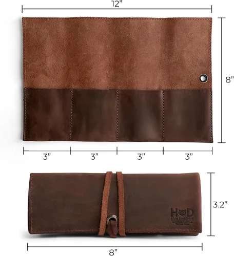 Miniatura 14 de Hide & Drink, Organizador de rollos de reloj de cuero hecho a mano de cuero de grano completo, con capacidad para hasta 4 relojes, fácil de llevar