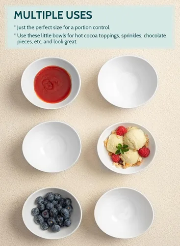 Miniatura 7 de Teocera Juego de cuencos pequeños de porcelana de 5 pulgadas, cuencos pequeños de 6 onzas para postres, helados, aperitivos, salsas, guarniciones