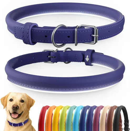Miniatura 35 de CollarDirect Collar de perro con tachuelas, collares de cuero para mascotas para perros pequeños, medianos y grandes, acolchado suave, marrón, negro
