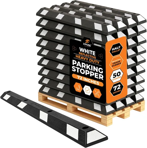 Miniatura 54 de Xpose Safety Tope de goma resistente de 22 pulgadas para estacionamiento, paquete de 2 bloques de ruedas para garaje, entrada o rampa, tope