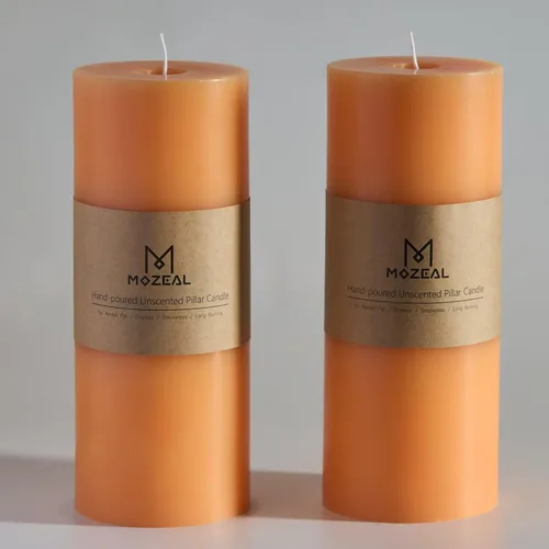 Miniatura 48 de MOZEAL Velas grandes sin perfume vertidas a mano de 3 x 8 pulgadas, sin humo, juego de 2, combustión lenta, sin goteo, aproximadamente 150 horas