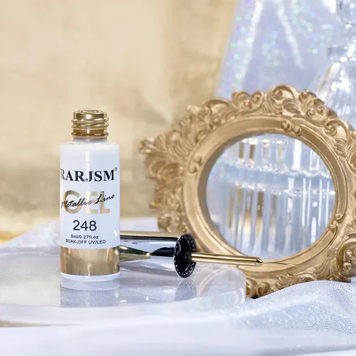 Miniatura 6 de RARJSM Esmalte de uñas en gel metálico para arte de uñas, 3D efecto espejo, gel de uñas con brillo metálico, 8 ml, pincel fino incorporado, pintura