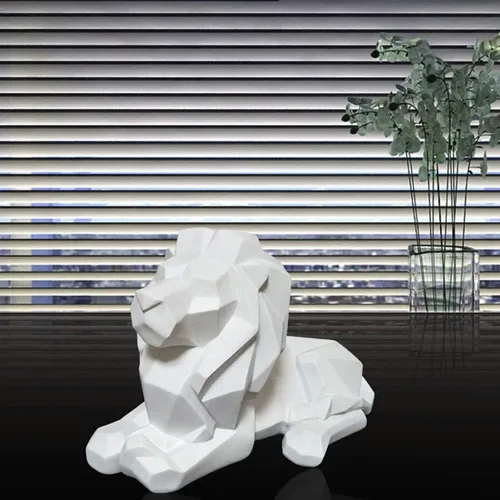 Miniatura 6 de FJWYSANGU Abstracto León Estatuas Mano Anhelada Animal Escultura De Resina Decoración Moderna Del Hogar Blanco León Blanco