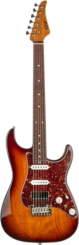 Miniatura 9 de EART Guitarras eléctricas de 6 cuerdas DMX-9TC Golpeador de tortuga roja Cuerpo sólido de caoba tostado y pastillas Alnico v Tonos versátiles