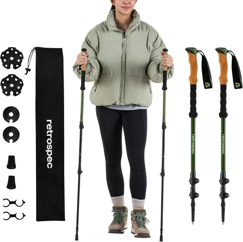 Miniatura 11 de Retrospec Solstice - Bastones de senderismo para hombres y mujeres, ajustables y plegables, ligeros, para caminar y trekking, aluminio con agarre