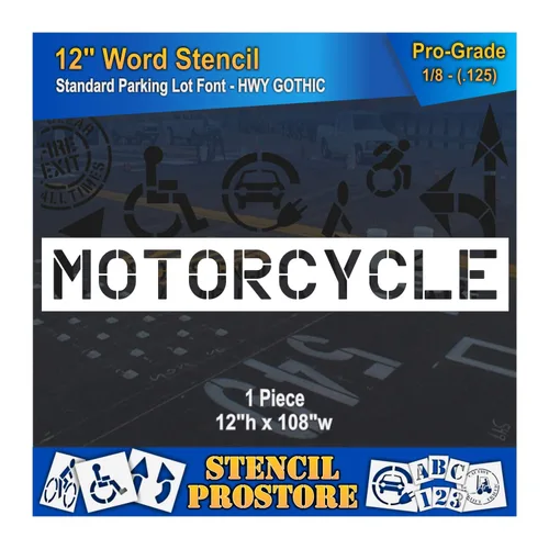 Plantillas de marcado de pavimento – Plantilla de motocicleta de 12 pulgadas – 12 pulgadas x 108 pulgadas x 1/8 pulgadas (128 mil) – Grado