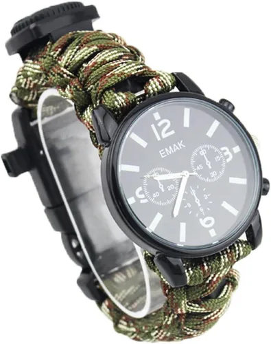 Miniatura 7 de Pulsera de supervivencia deportiva al aire libre, 7 núcleos Paracord Mountaineer Noctilucente Reloj de emergencia Herramientas de primeros auxilios