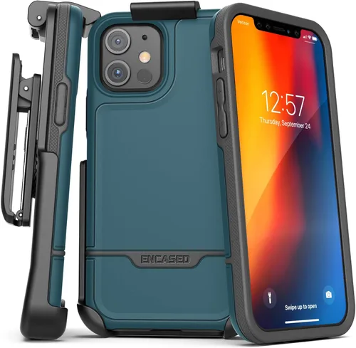 Miniatura 19 de ENCASED Funda para cinturón con clip para iPhone 11 (2019 Rebel Armor) Funda protectora resistente de cuerpo completo con soporte (Negro)