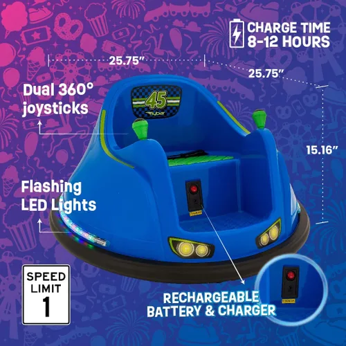Miniatura 4 de Flybar FunPark - Coche de parachoques eléctrico de 6 V para niños pequeños, niños, juguetes de paseo para bebés, edades de 1.5 a 4 años, luces LED