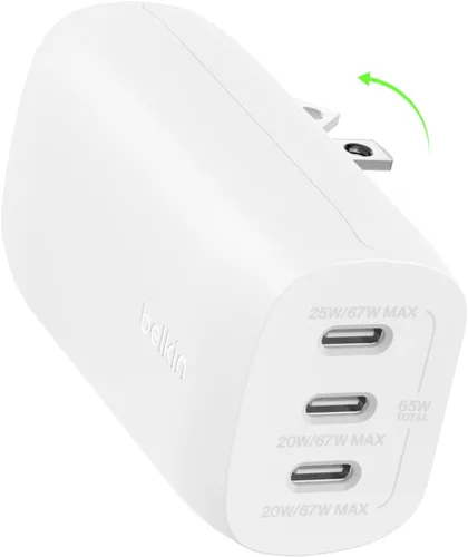 Miniatura 10 de Belkin Bloque de cargador USB C de 3 puertos de 67 W - PPS USB-C PD3.1 PPS carga súper rápida - Samsung Galaxy S26, Apple iPhone 17, Air, Pro
