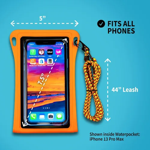 Miniatura 6 de Stash7 Funda impermeable para teléfono con cordón largo IPX8 Adventure Grade Funda seca para teléfono celular, compatible con iPhone 15 Pro Max
