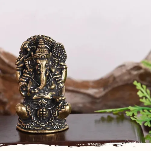 Miniatura 5 de Estatua de Ganesha de latón, estatua de Ganesha de latón, escultura de Dios de elefante hindú de 1.97 pulgadas, decoración y regalo de Diwali