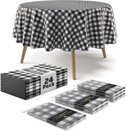 Miniatura 24 de Exquisite Cubierta de Mesa para Picnic - Paquete de 6 Manteles Premium Rectangulares de Plástico - Cubierta de Mesa para BBQ a Cuadros Negro