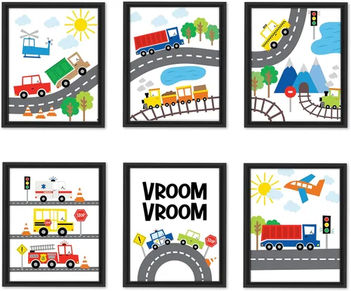 Miniatura 10 de Hadley Designs Decoración náutica de pared con 6 unidades, decoración náutica de habitación para niños, cuadros de barco y faro, decoración de pared