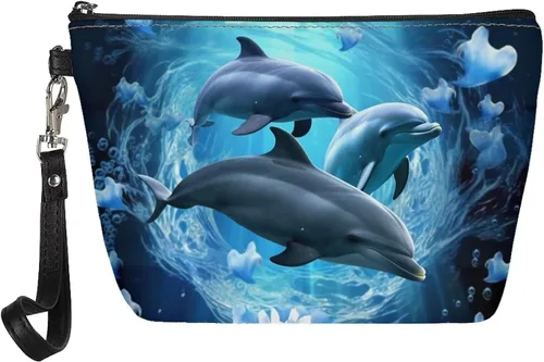 Miniatura 24 de Upetstory Bolsa de maquillaje de animales, bolso pequeño de cuero para cosméticos de viaje para niñas y mujeres, bolso de mano para lápiz labial