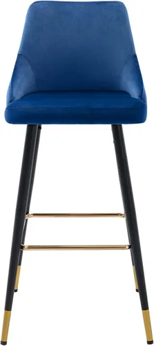 Miniatura 6 de DUHOME Juego de 2 taburetes de bar con botones de terciopelo, modernos taburetes de bar de 30 pulgadas con respaldo y base dorada para cocina, Azul