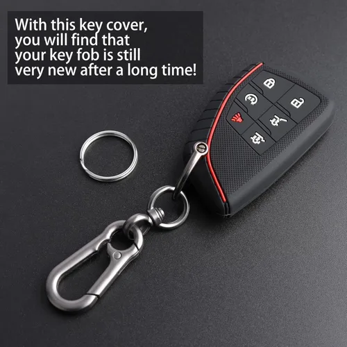 Miniatura 3 de TANDRIVE Funda para llavero para Chevy Tahoe Suburban GMC Yukon 2026 2025-2021, 6 botones, silicona, paquete de 2, color negro